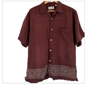 The Havana Shirt Co Mens L Button Up Embroidered burgundy